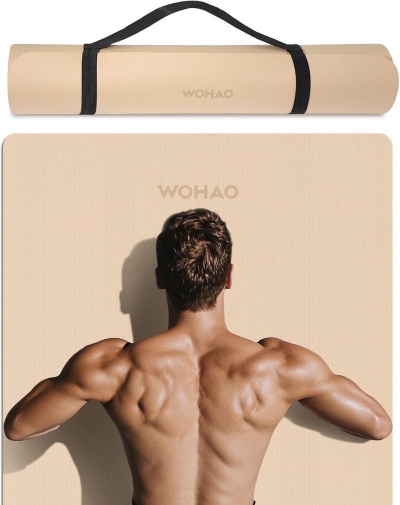 wohao Extra Wide & Thick 8mm Yoga Mat, 72"x31.5" Large Non Slip Exercise Mat, Premium POE Material for Superior Cushioning & Stability, with Strap for Home Gym, Pilates - Image 1